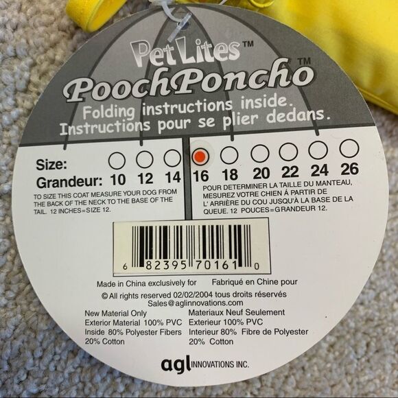 Nwt Petlites Poochponcho yellow small breed dog raincoat multiple sizes - Picture 4 of 4